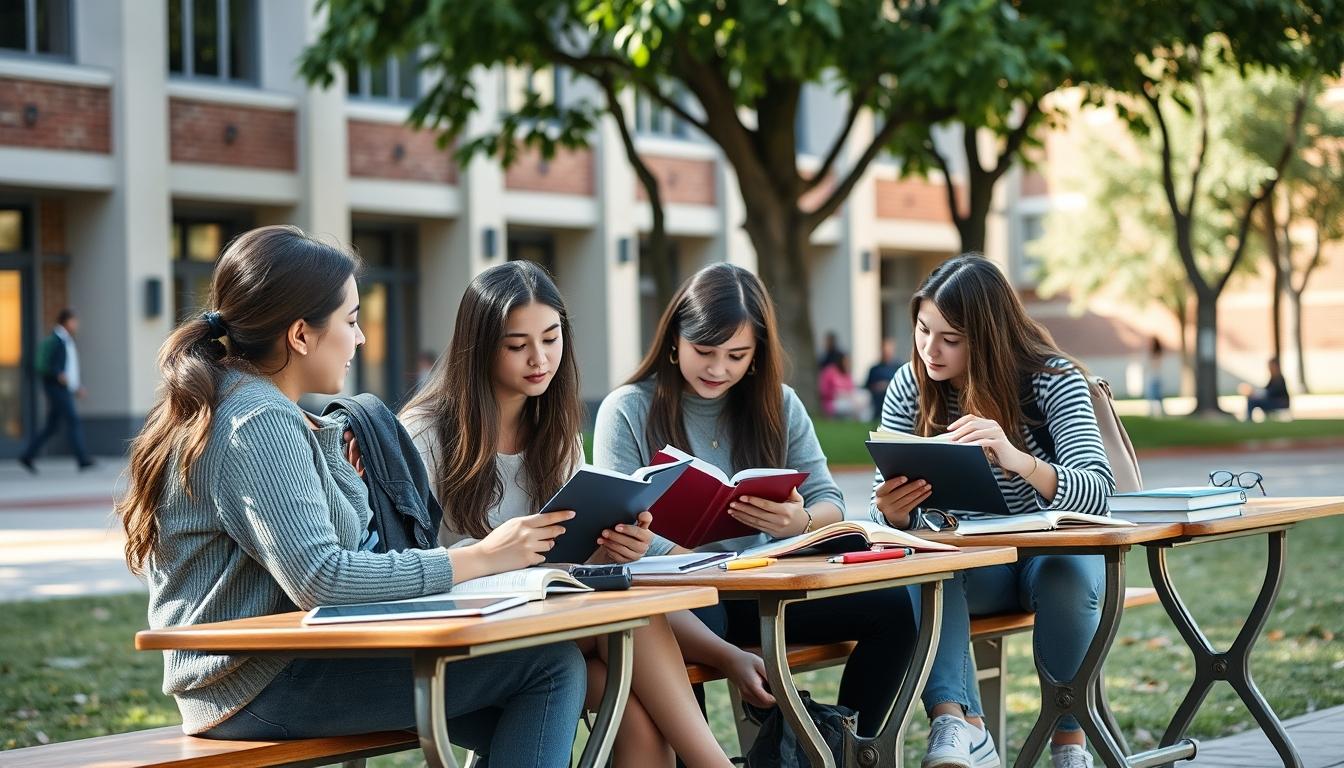 Student preparing for exams with study materials